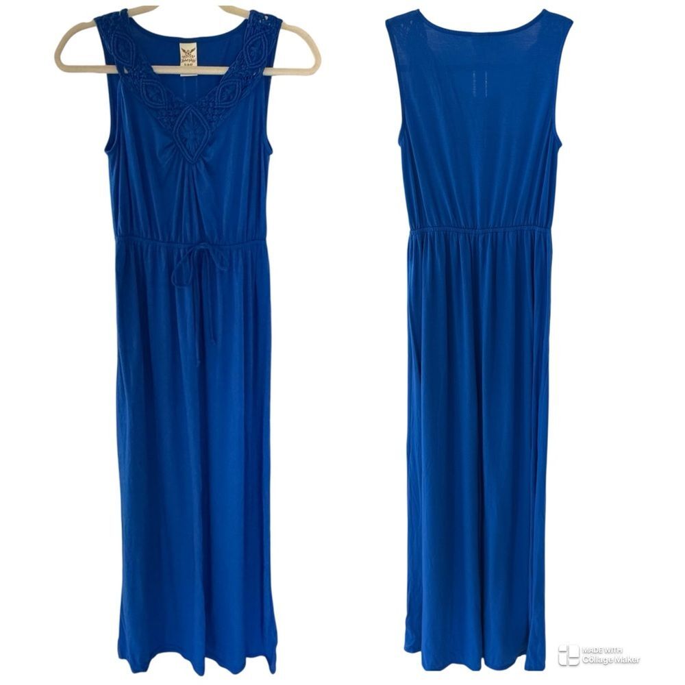 Faded Glory Royal Blue Knit Crochet Detail Dress